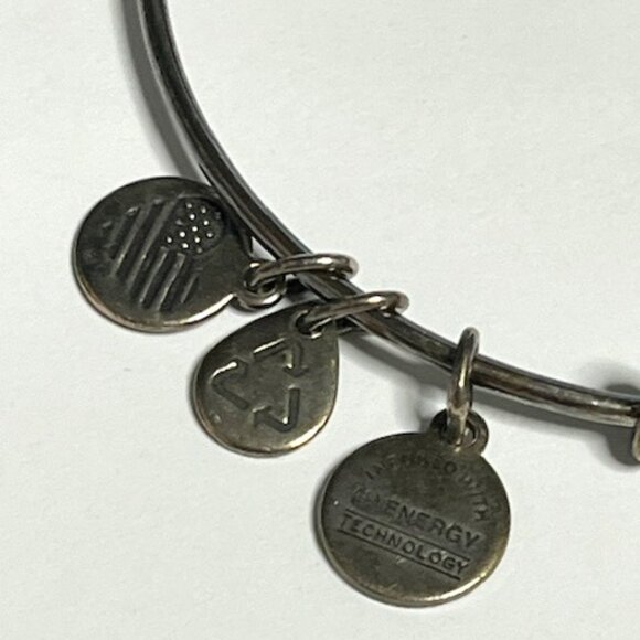 "Mom" Alex and Ani 2015 Flower Charm Adjustable Bangle Bracelet Silver Tone - Picture 9 of 11